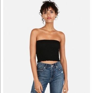 Express smocked black tube top